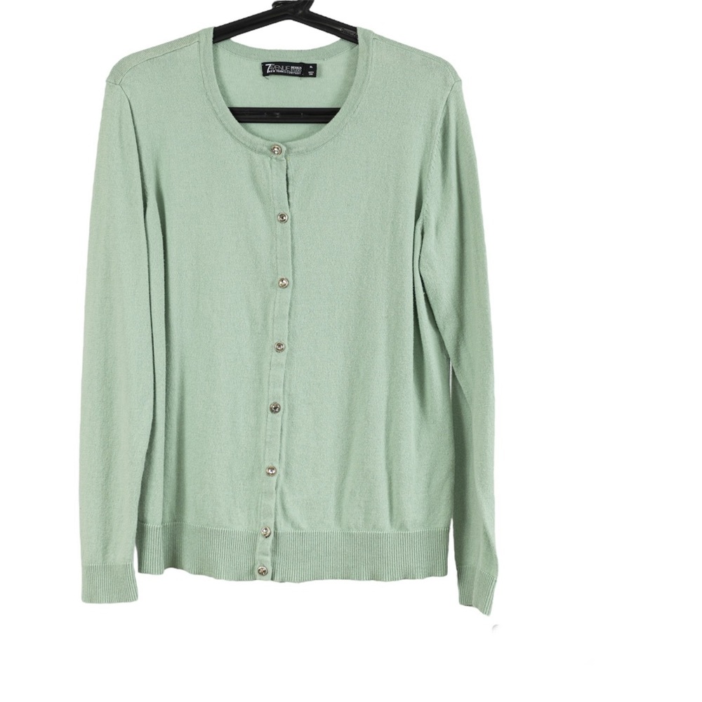 New York & Company green cardigan buttons down size XL